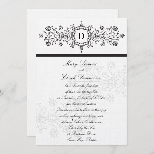 uitnodiging voor een zwarte bruiloft (Voorkant / Achterkant)