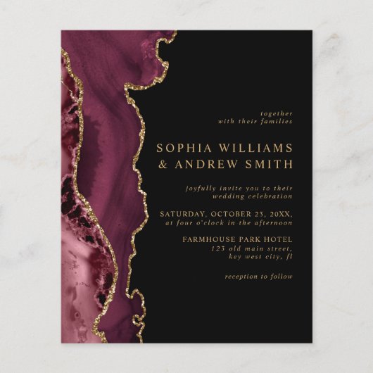 Uitnodiging voor een zwarte en Bourgognige gouden  (Voorkant)