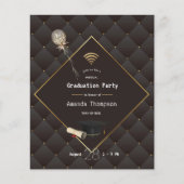 Uitnodiging voor een zwarte en Gold Virtual Gradup Flyer (Voorkant)
