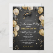 Uitnodiging voor een zwarte en goudballonvaarding (Voorkant)