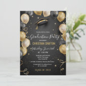 Uitnodiging voor een zwarte en goudballonvaarding (Staand voorkant)