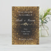 Uitnodiging voor een zwarte en gouden weddenschap (Staand voorkant)