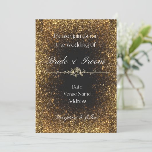 Uitnodiging voor een zwarte en gouden weddenschap (Staand voorkant)