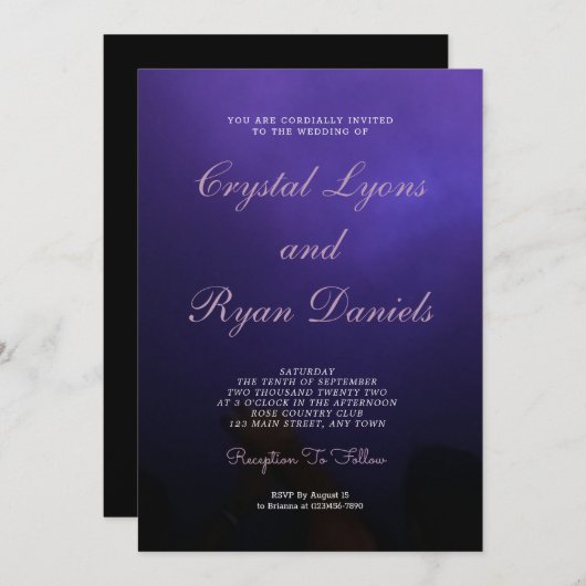 Uitnodiging voor een zwarte en Paarse troep (Voorkant / Achterkant)