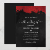 uitnodiging voor een zwarte en rode bruiloft (Voorkant / Achterkant)