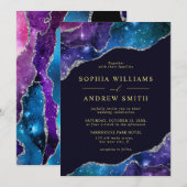 Uitnodiging voor een zwarte en sterren blauwe goud (Voorkant / Achterkant)