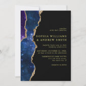 Uitnodiging voor een zwarte en sterren blauwe goud (Voorkant)