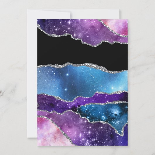 Uitnodiging voor een zwarte en sterren blauwe goud (Achterkant)