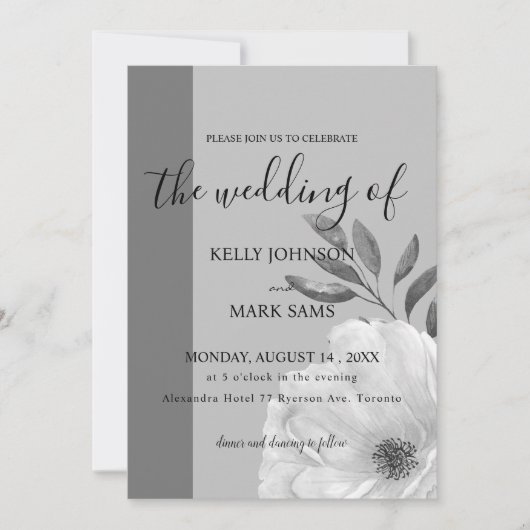 uitnodiging voor een zwarte en witte bruiloft (Voorkant)