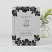 uitnodiging voor een zwarte en witte bruiloft (Staand voorkant)