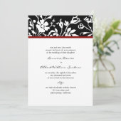 Uitnodiging voor een zwarte en witte Floral over d (Staand voorkant)