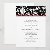 Uitnodiging voor een zwarte en witte Floral over d (Voorkant / Achterkant)