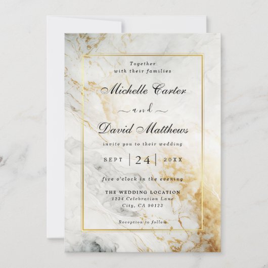 Uitnodiging voor een zwarte en witte marmer (Voorkant)