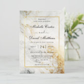 Uitnodiging voor een zwarte en witte marmer (Staand voorkant)