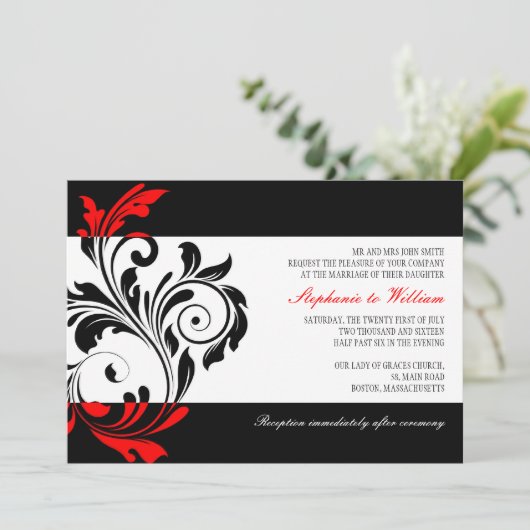 Uitnodiging voor een zwarte en witte weduwen met r (Staand voorkant)