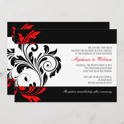 Uitnodiging voor een zwarte en witte weduwen met r (Voorkant / Achterkant)