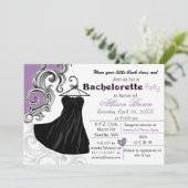 Uitnodiging voor een zwarte jurk-vrijgezellenfeest (Staand voorkant)