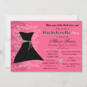 Uitnodiging voor een zwarte jurk-vrijgezellenfeest (Voorkant)