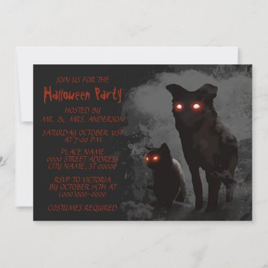 Uitnodiging voor een zwarte kat en een zwarte hall (Achterkant)