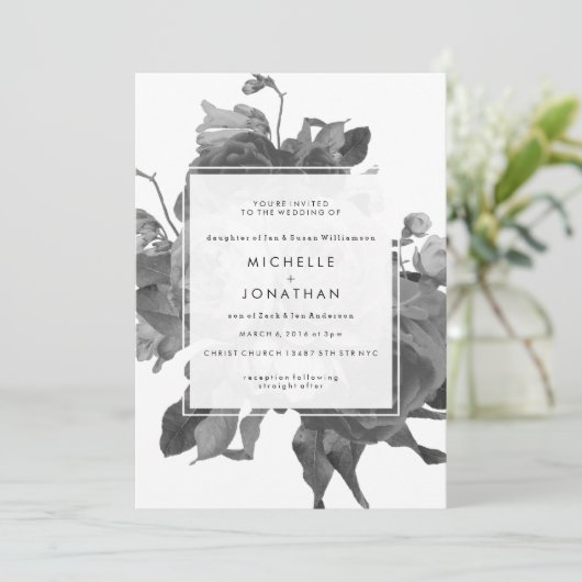 Uitnodiging voor een zwarte moderne Roos (Staand voorkant)