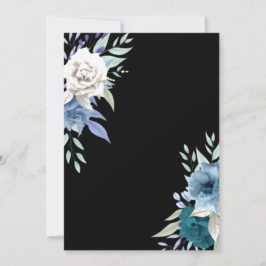 uitnodiging voor een zwarte witte en blauwe bruine (Achterkant)