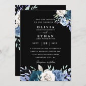 uitnodiging voor een zwarte witte en blauwe bruine (Voorkant / Achterkant)