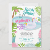 Uitnodiging voor een zwembadfeest eenhoorn verjaar (Voorkant)