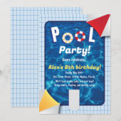 Uitnodiging voor een zwembadfeest met drijvers (Voorkant / Achterkant)