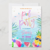 Uitnodiging voor een zwembadfeest Tropisch feest Z (Voorkant)
