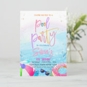 Uitnodiging voor een zwembadfeest Tropisch feest Z (Staand voorkant)