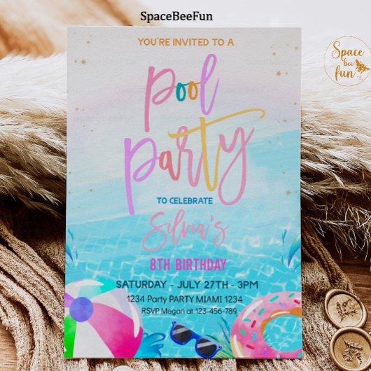 Uitnodiging voor een zwembadfeestje Tropisch feest