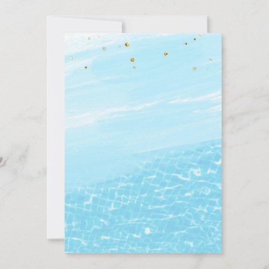 Uitnodiging voor een zwembadfeestje Tropisch feest (Achterkant)