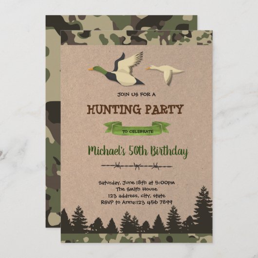 Uitnodiging voor eendenjacht (Voorkant / Achterkant)