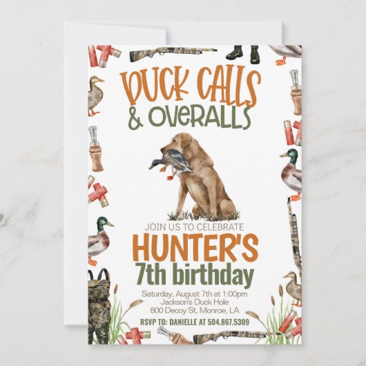Uitnodiging voor eendenjacht op verjaardag (Voorkant)