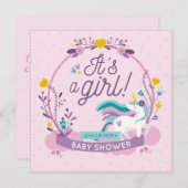 Uitnodiging voor eenhoorn babyshower (Voorkant / Achterkant)