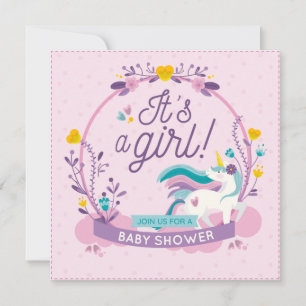 Uitnodiging voor eenhoorn babyshower