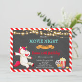 Uitnodiging voor eenhoorn filmavond feestje (Staand voorkant)