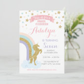 Uitnodiging voor eenhoorn, magisch verjaardagsfees (Staand voorkant)