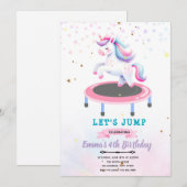 Uitnodiging voor eenhoorn-sprong verjaardagsfeestj (Voorkant / Achterkant)