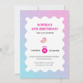 Uitnodiging voor eenhoornfeest met glans & wolken (Achterkant)