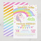 Uitnodiging voor eenhoornverjaardagsparade (Voorkant / Achterkant)