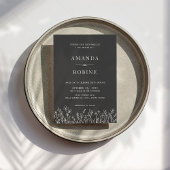 Uitnodiging voor eenvoudige bruiloft in zwart-wit