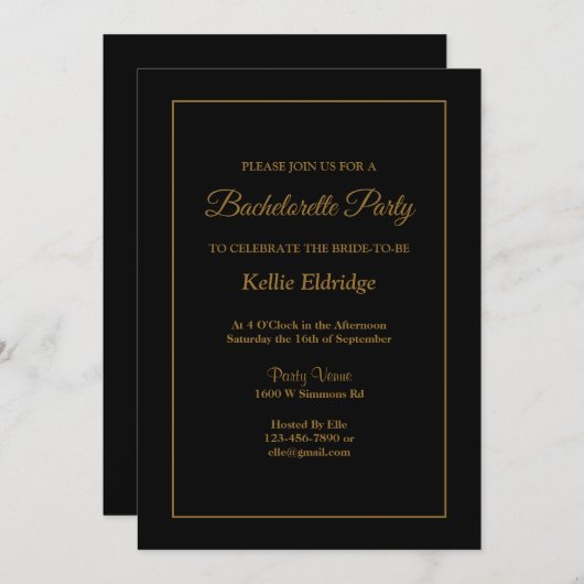 Uitnodiging voor eenvoudige, omhulde bachelorette (Voorkant / Achterkant)