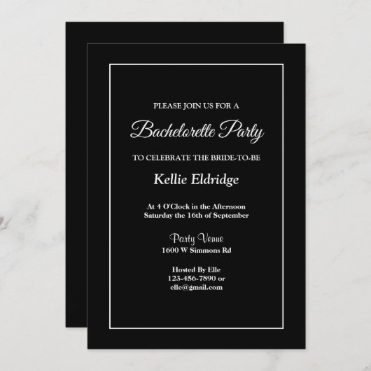 Uitnodiging voor eenvoudige, omhulde bachelorette (Voorkant / Achterkant)