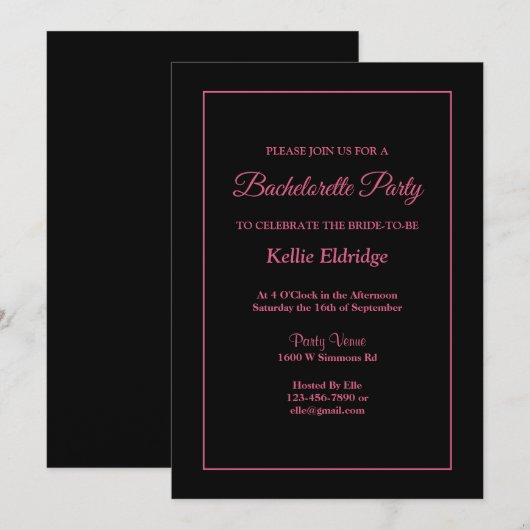 Uitnodiging voor eenvoudige, omhulde bachelorette (Voorkant / Achterkant)