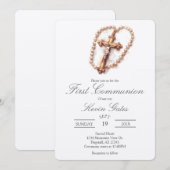 Uitnodiging voor eerste communie met crucifix (Voorkant / Achterkant)