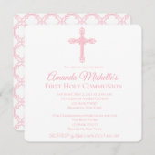 Uitnodiging voor Eerste Communie met Kruis en Vier (Voorkant / Achterkant)