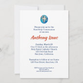 Uitnodiging voor Eerste Communie voor Zwarte Jonge (Achterkant)