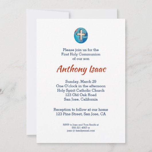 Uitnodiging voor Eerste Communie voor Zwarte Jonge (Achterkant)