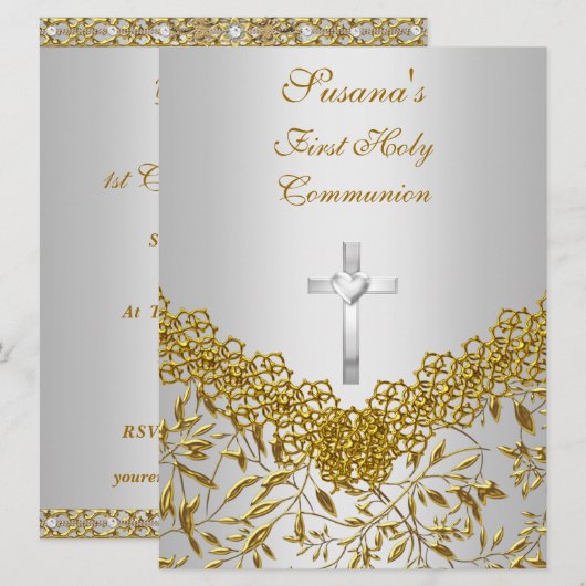 Uitnodiging voor Eerste Heilige Communiefeest (Voorkant / Achterkant)